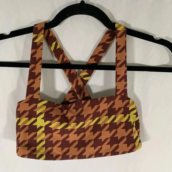 Offline by Aerie Bralette XS Brown Printed Criss Cross Back Pull On Elastic - Picture 1 of 5